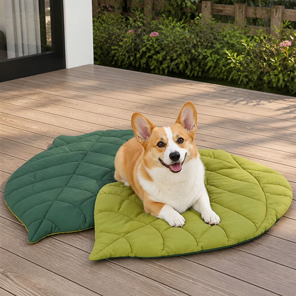 DogBedHouse Leaf-Shape Machine-Washable & Non-Slip Pet Mat