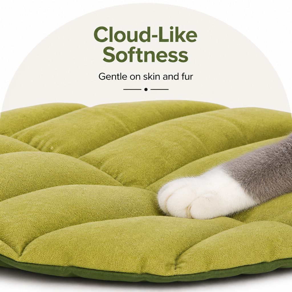 DogBedHouse Leaf-Shape Machine-Washable & Non-Slip Pet Mat