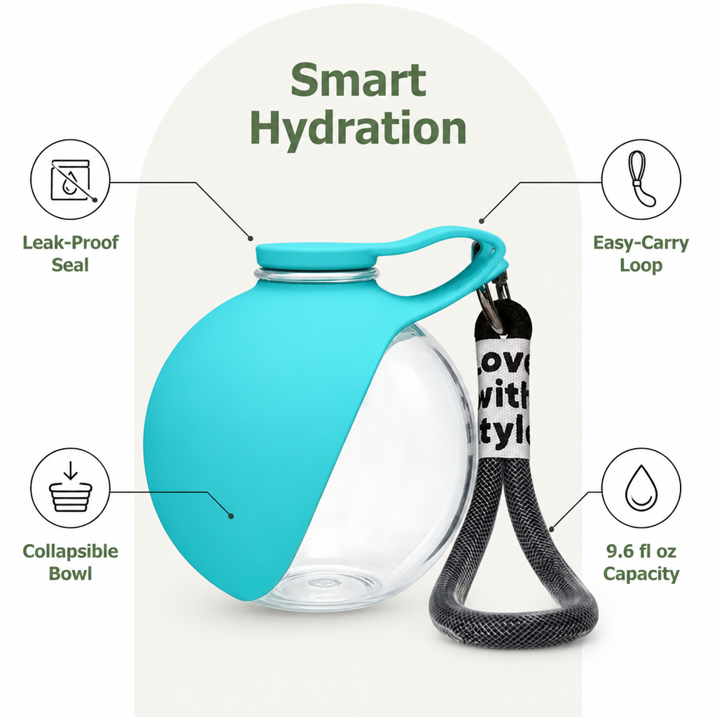 DogBedHouse Leak-Proof Collapsible Silicone Travel Pet Water Bottle (285ml)