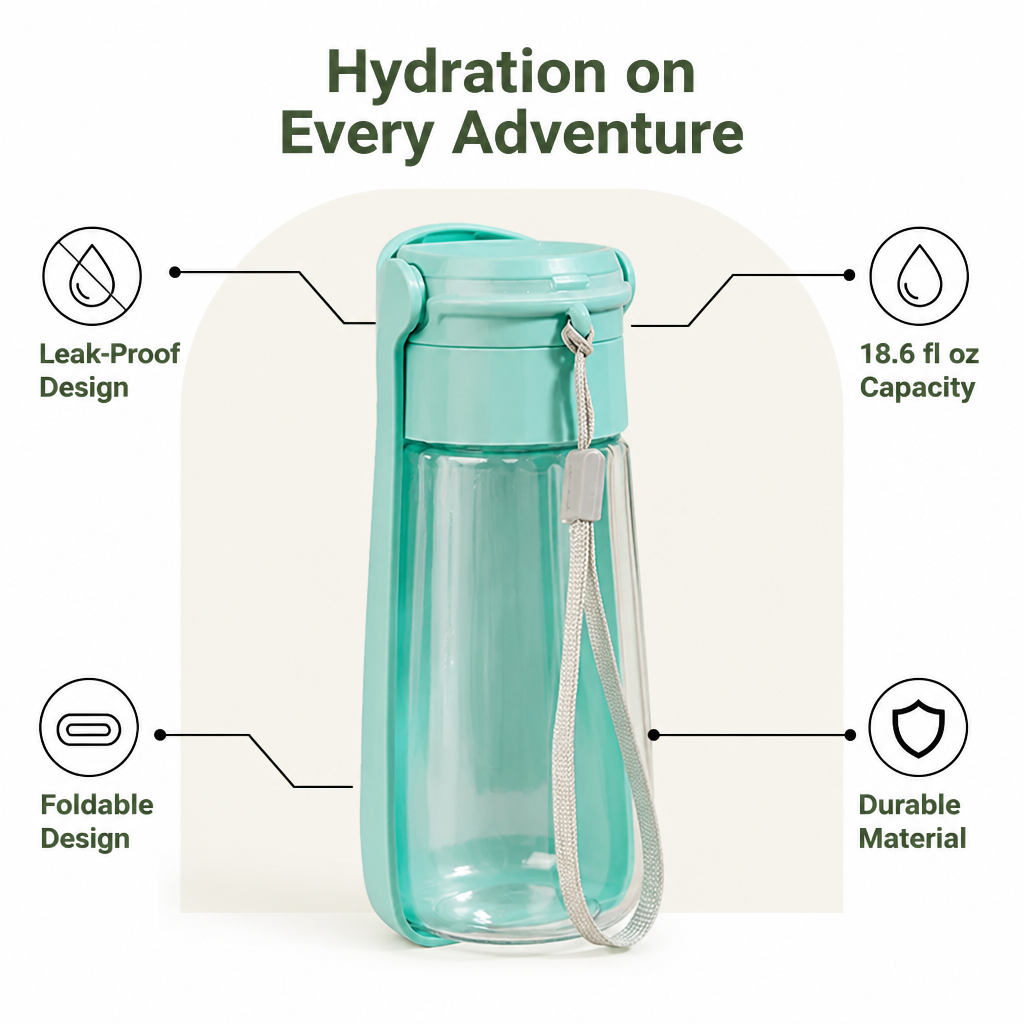 DogBedHouse Leak-Proof Foldable Pet Water Bottle