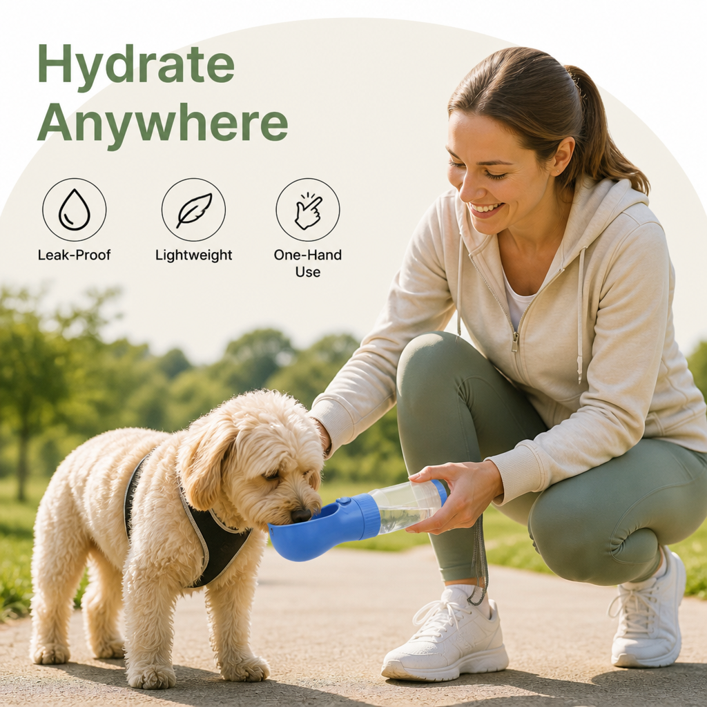 DogBedHouse Leak-Proof & Lightweight Dog Water Bottle (Food & Water Combo)