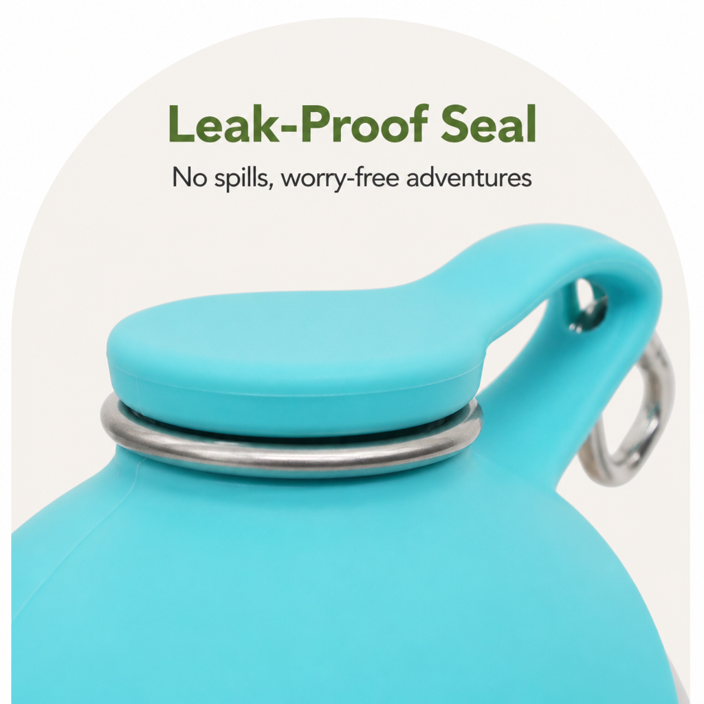 DogBedHouse Leak-Proof Stainless-Steel & Foldable Silicone Dog Water Bottle