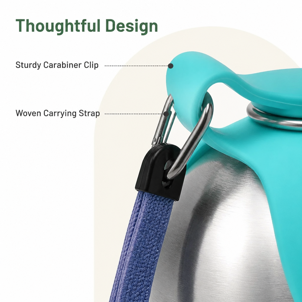 DogBedHouse Leak-Proof Stainless-Steel & Foldable Silicone Dog Water Bottle