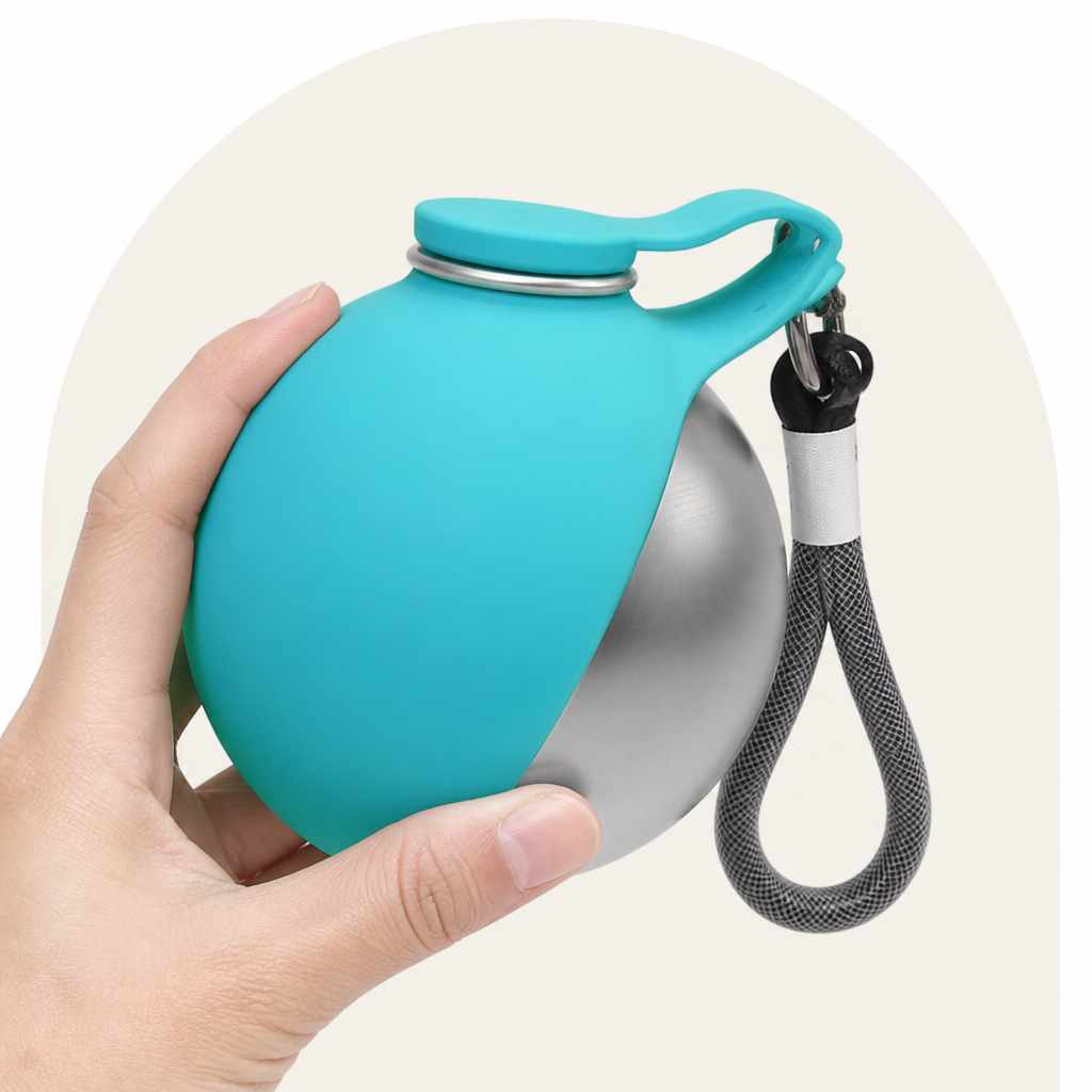 DogBedHouse Leak-Proof Stainless-Steel & Foldable Silicone Dog Water Bottle