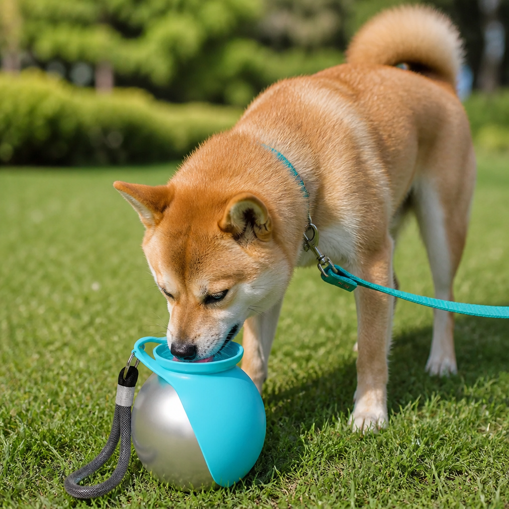 DogBedHouse Leak-Proof Stainless-Steel & Foldable Silicone Dog Water Bottle