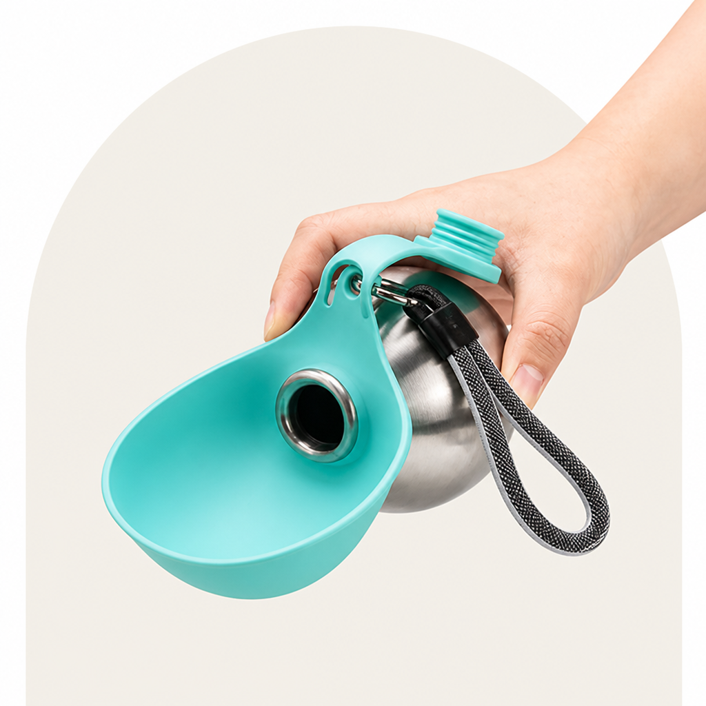 DogBedHouse Leak-Proof Stainless Steel & Silicone Travel Water Bottle