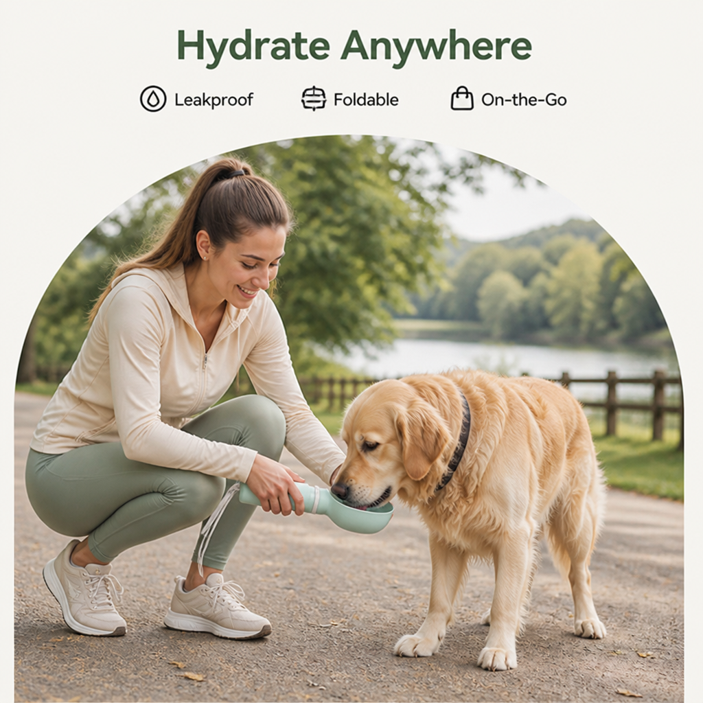 DogBedHouse Leakproof Foldable Food-Grade Silicone Dog Water Bottle