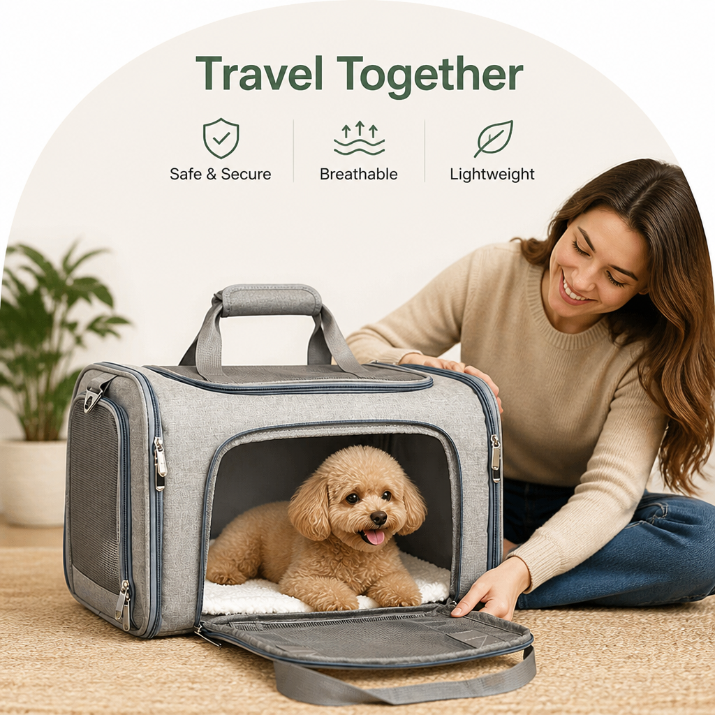 DogBedHouse Lightweight Collapsible Mesh Pet Carrier (Adjustable Strap)