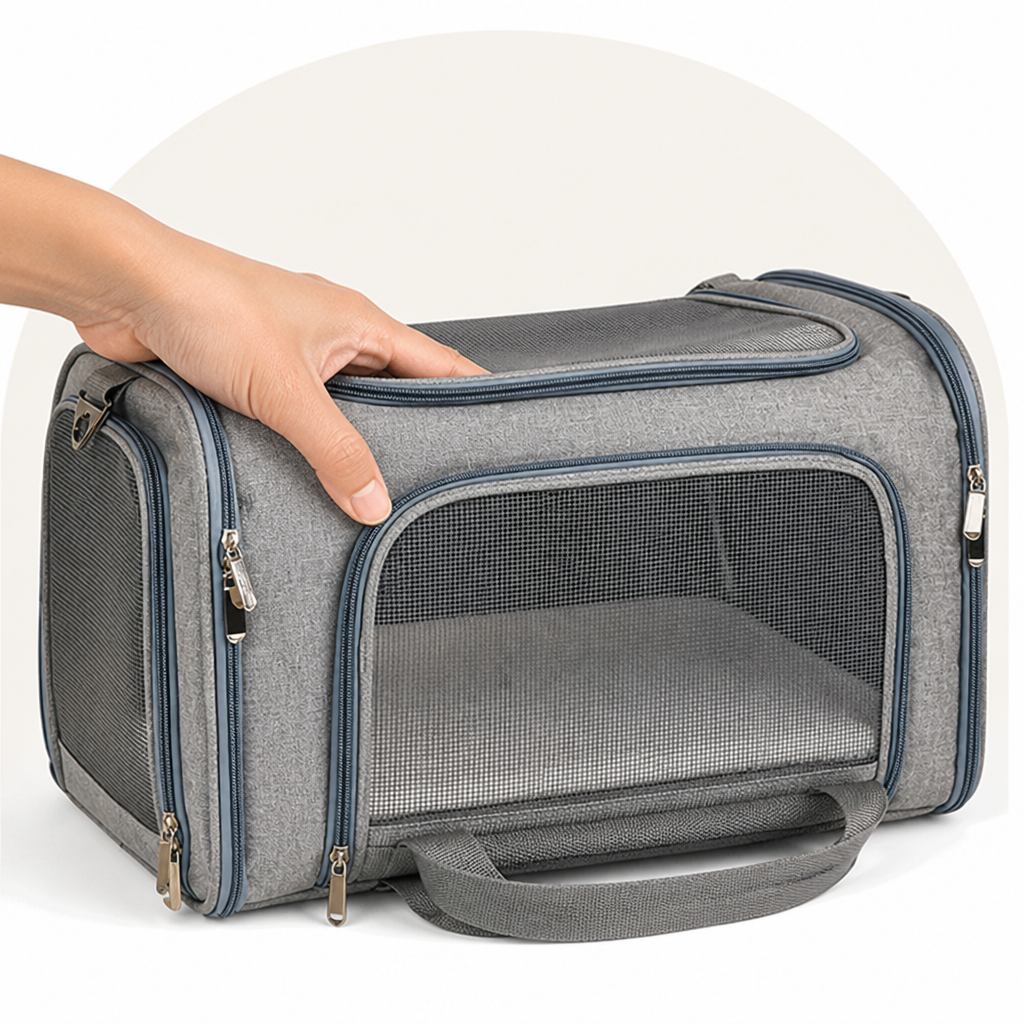 DogBedHouse Lightweight Collapsible Mesh Pet Carrier (Adjustable Strap)