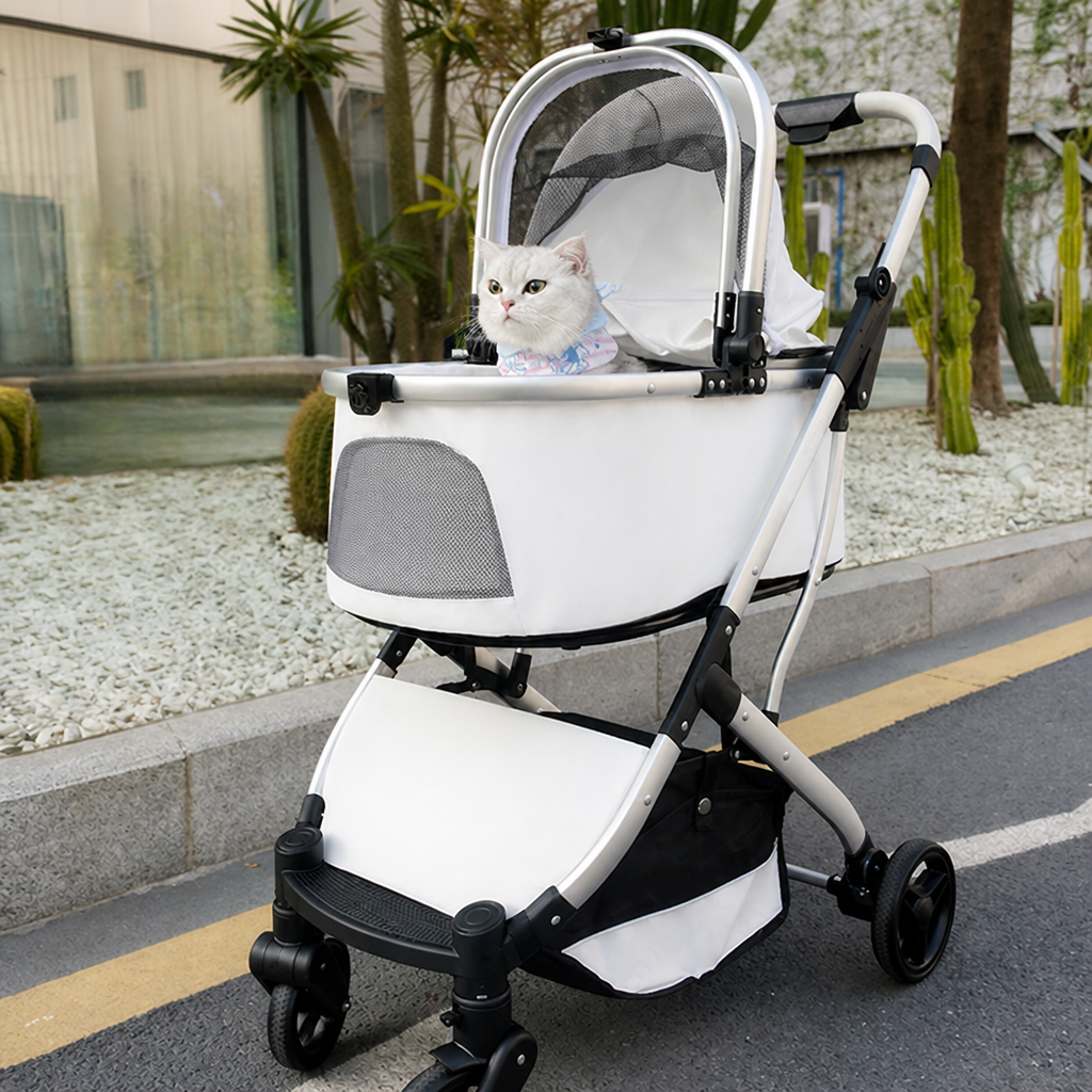 DogBedHouse Lightweight Foldable High-View Pet Stroller (Removable Basket)