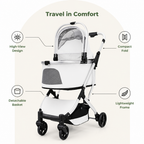 DogBedHouse Lightweight Foldable High-View Pet Stroller (Removable Basket)