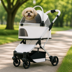 DogBedHouse Lightweight Foldable High-View Pet Stroller (Removable Basket)