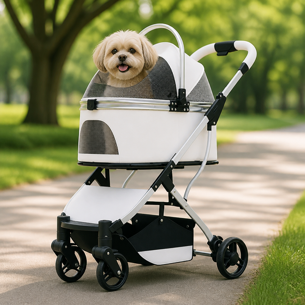 DogBedHouse Lightweight Foldable High-View Pet Stroller (Removable Basket)