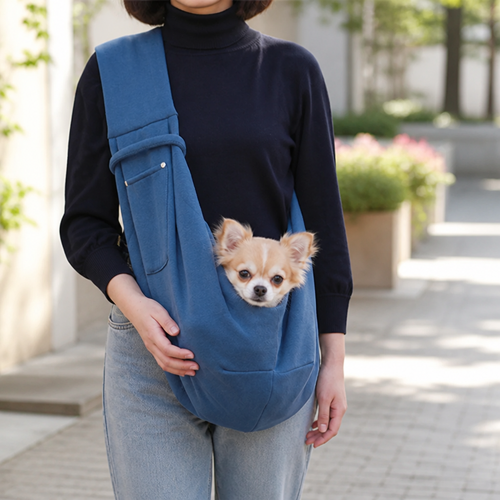 DogBedHouse Lightweight Polyester Crossbody Pet Sling Carrier (Fits Up To 12 Lbs)