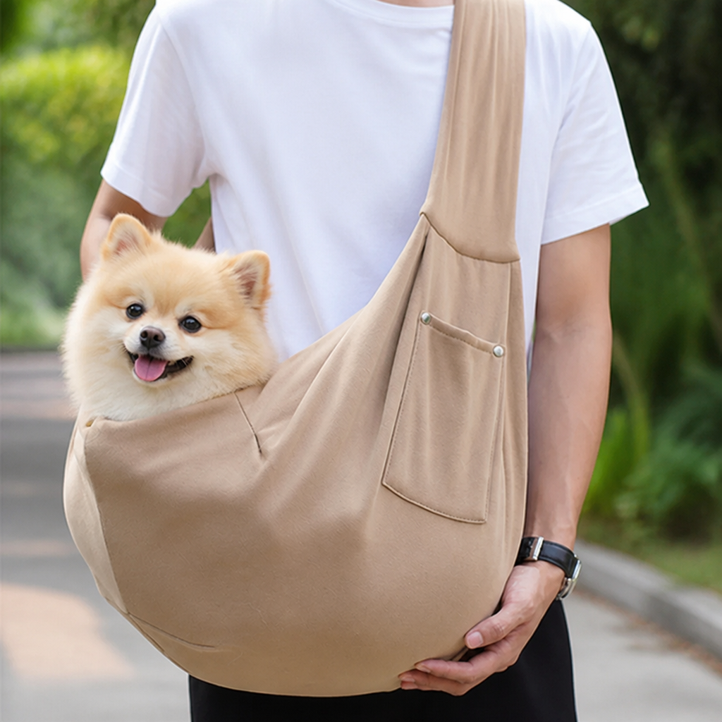 DogBedHouse Lightweight Polyester Crossbody Pet Sling Carrier (Fits Up To 12 Lbs)