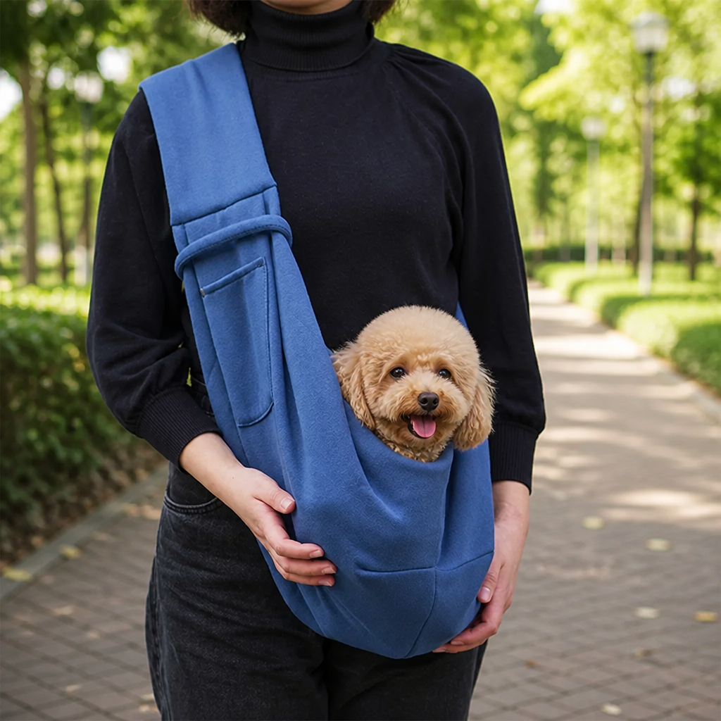 DogBedHouse Lightweight Polyester Crossbody Pet Sling Carrier (Fits Up To 12 Lbs)