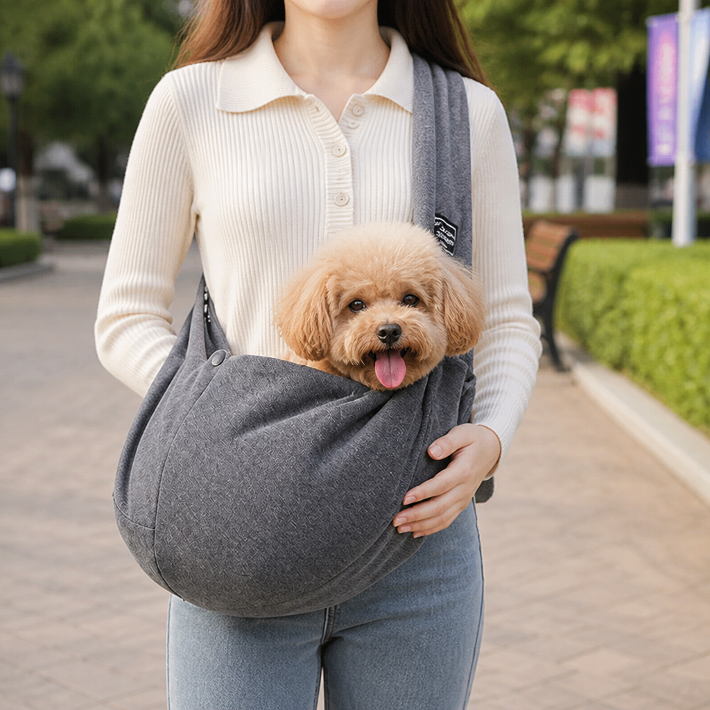 DogBedHouse Lightweight Polyester Crossbody Pet Sling Carrier (Fits Up To 12 Lbs)