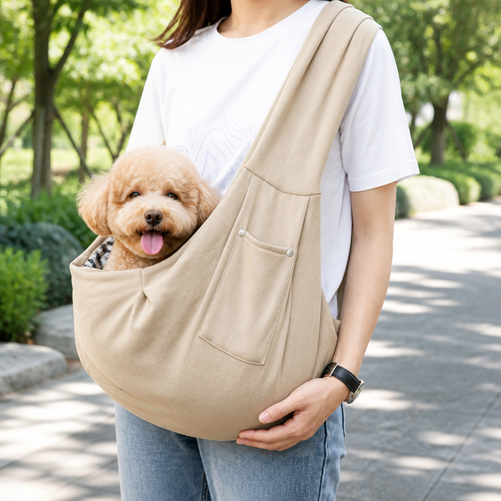 DogBedHouse Lightweight Polyester Single-Shoulder Sling Carrier (Phone Pocket)