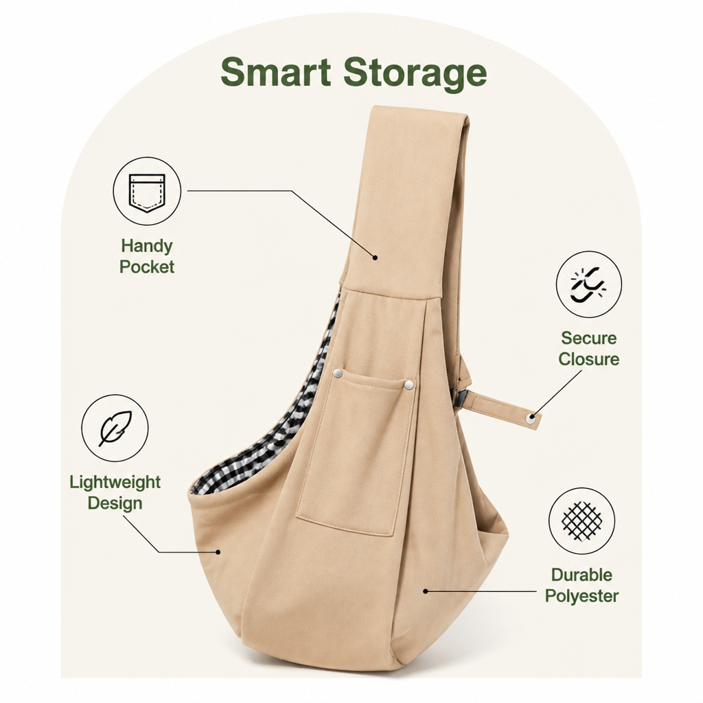 DogBedHouse Lightweight Polyester Single-Shoulder Sling Carrier (Phone Pocket)