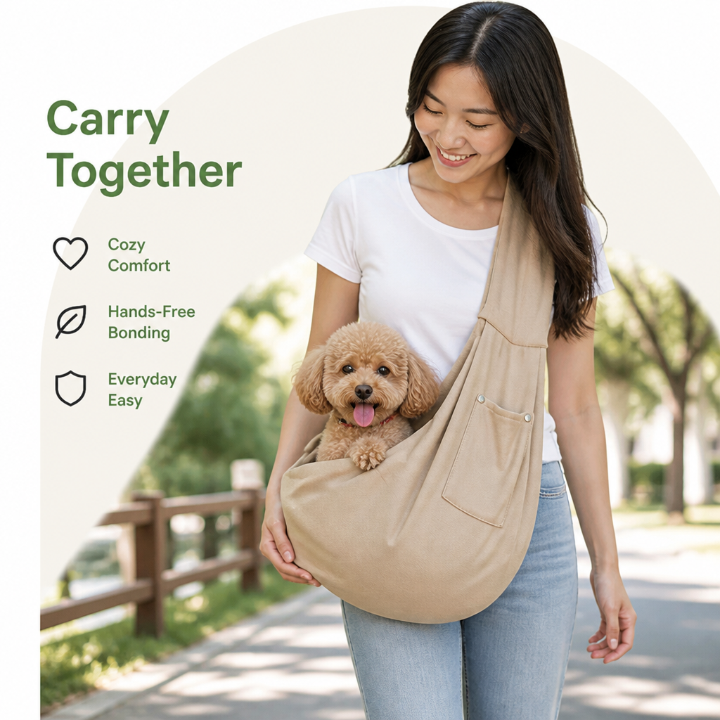 DogBedHouse Lightweight Polyester Single-Shoulder Sling Carrier (Phone Pocket)