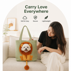 DogBedHouse Lion-Shaped Cotton Canvas Shoulder Carrier (Adjustable Zip)