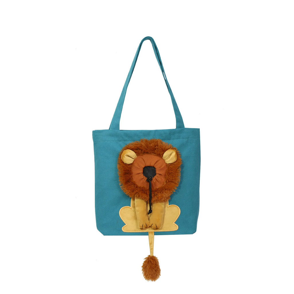 DogBedHouse Lion-Shaped Cotton Canvas Shoulder Carrier (Adjustable Zip)