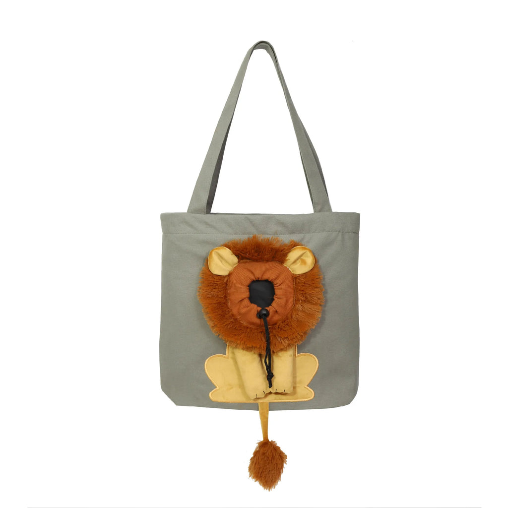 DogBedHouse Lion-Shaped Cotton Canvas Shoulder Carrier (Adjustable Zip)