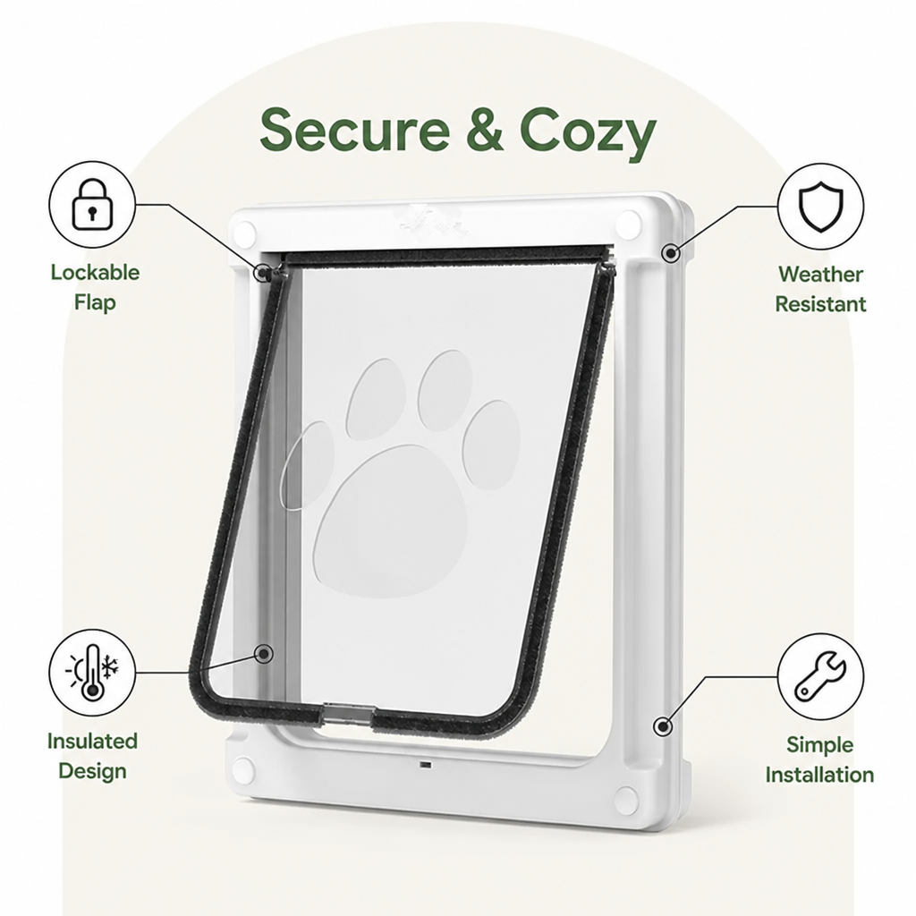 DogBedHouse Lockable & Insulated Dog Door (Easy Install)