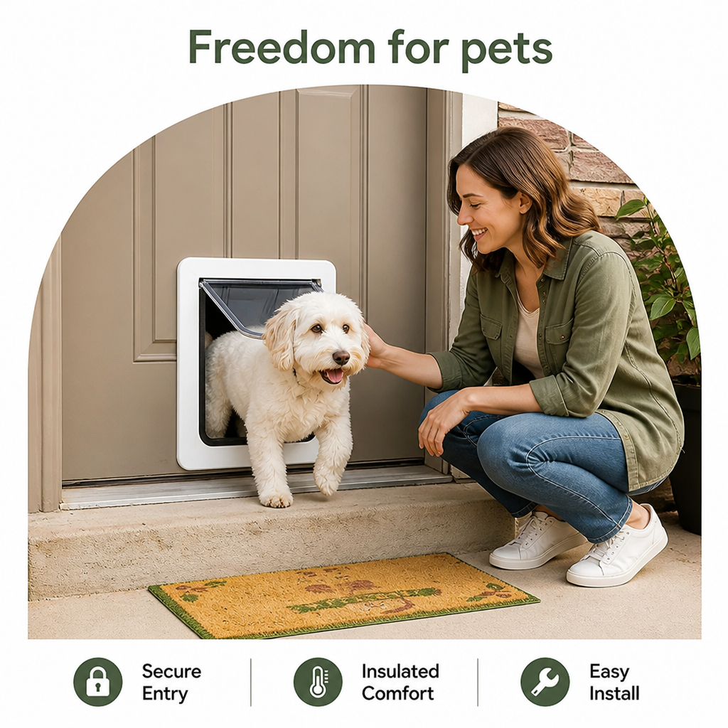 DogBedHouse Lockable & Insulated Dog Door (Easy Install)