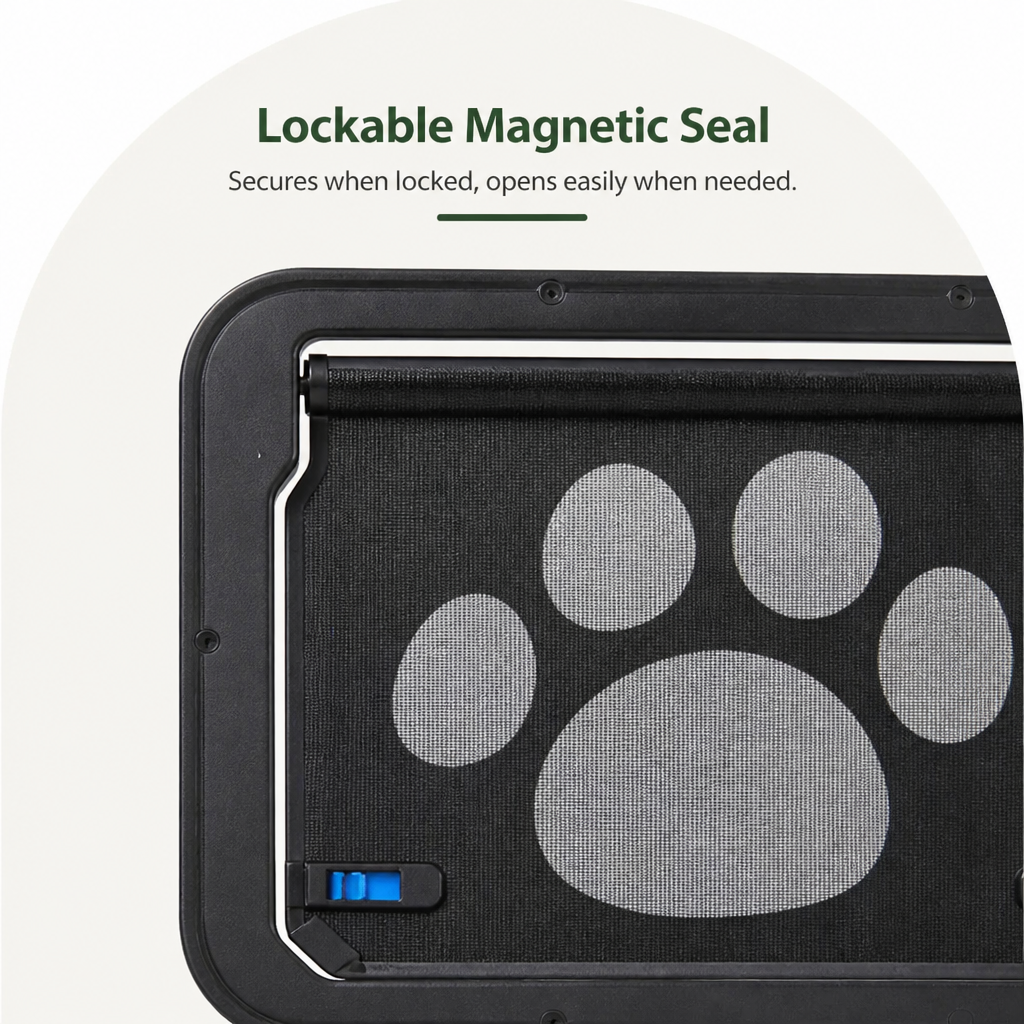 DogBedHouse Lockable Magnetic & Easy Install Pet Door (Windows & Gates)