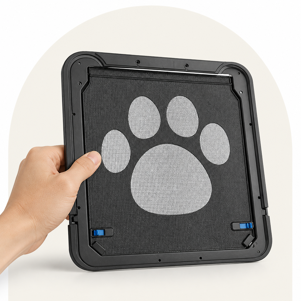 DogBedHouse Lockable Magnetic & Easy Install Pet Door (Windows & Gates)