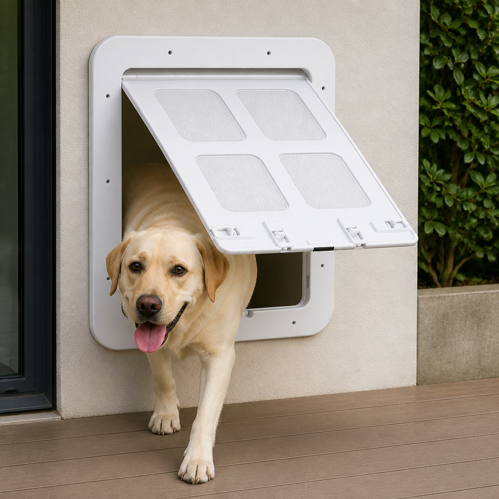 DogBedHouse Lockable Magnetic & Easy Install Pet Door (Windows & Gates)