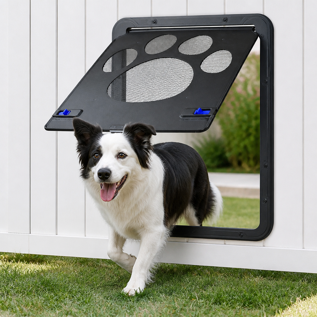 DogBedHouse Lockable Magnetic & Easy Install Pet Door (Windows & Gates)