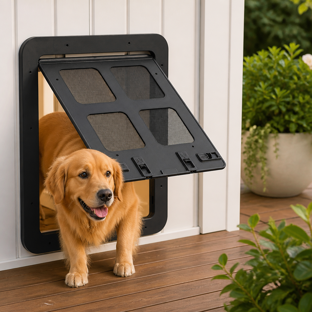 DogBedHouse Lockable Magnetic & Easy Install Pet Door (Windows & Gates)