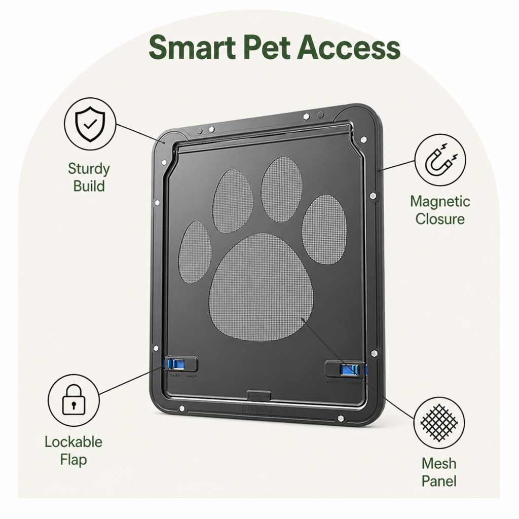 DogBedHouse Lockable Magnetic Pet Door Flap (8 x 10 In Opening)