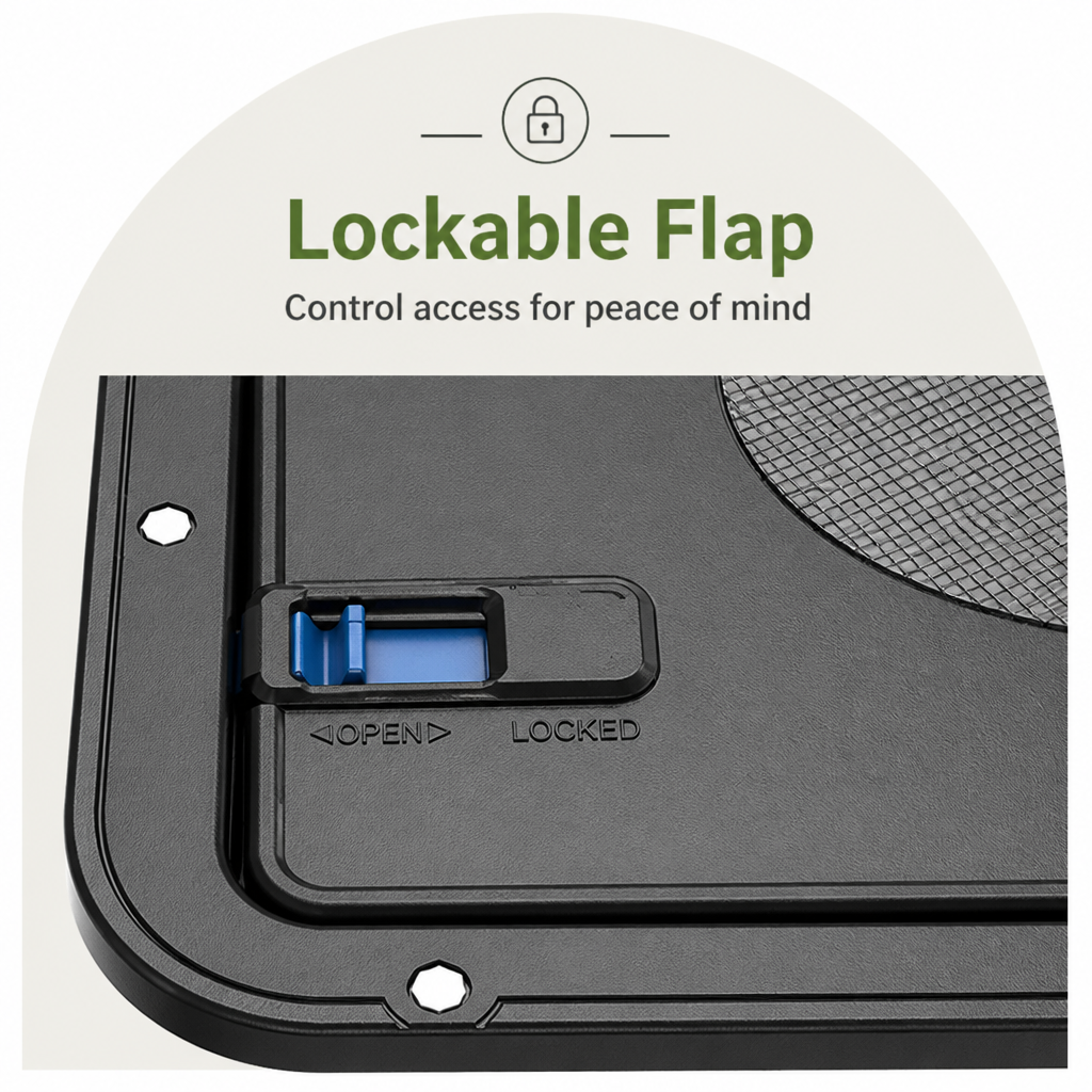 DogBedHouse Lockable Magnetic Pet Door Flap (8 x 10 In Opening)