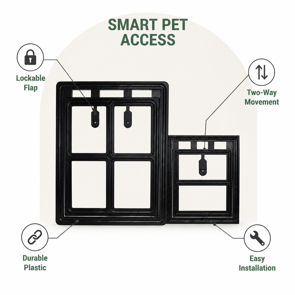 DogBedHouse Lockable Two-Way Roller Pet Screen Door (Fits Most Screens)