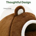 DogBedHouse Long Plush Hooded Pet Cave Bed