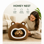 DogBedHouse Long Plush Hooded Pet Cave Bed