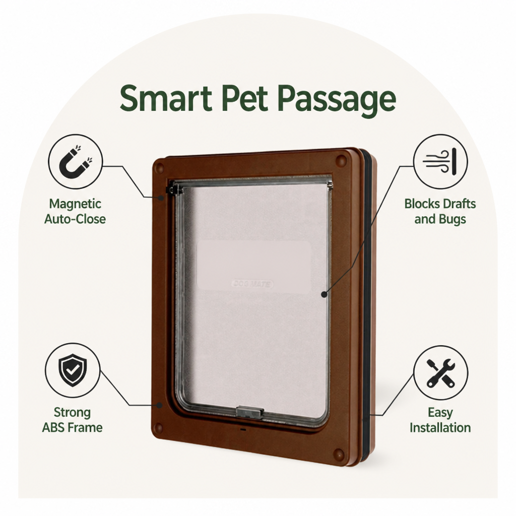 DogBedHouse Magnetic Self-Closing ABS Pet Flap Door (35x29x4cm)