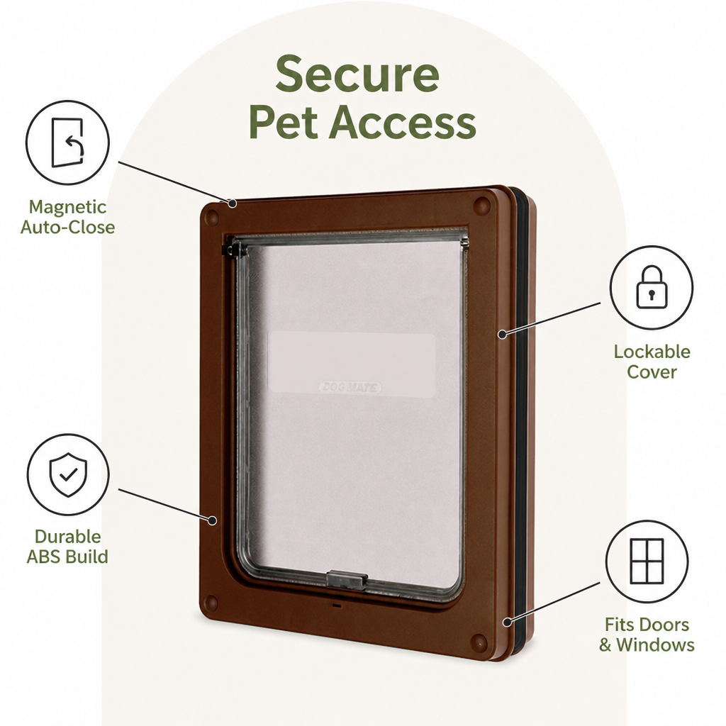 DogBedHouse Magnetic Self-Closing & Lockable Pet Flap Door (For Cats & Small Dogs)