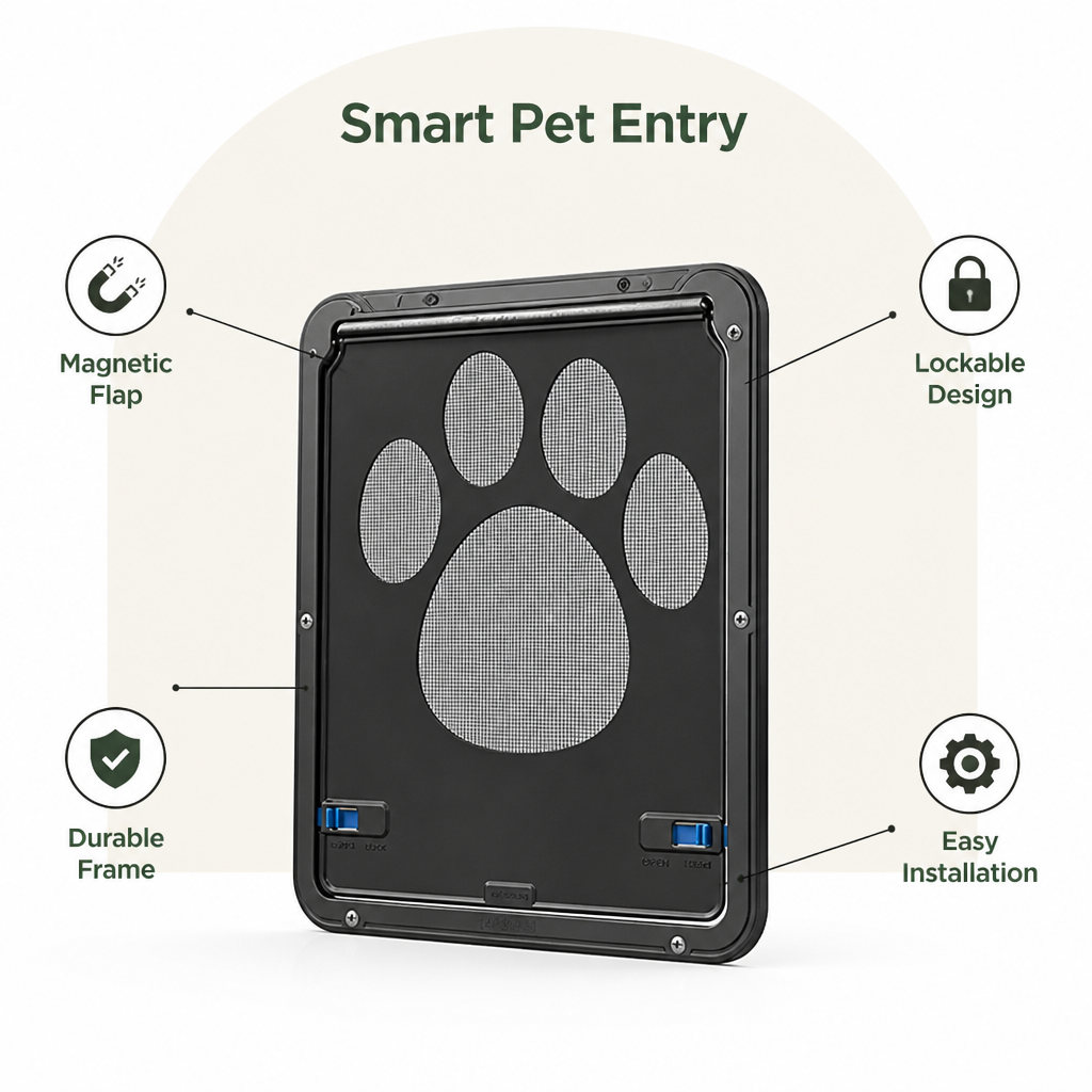 DogBedHouse Magnetic Self-Closing & Lockable Pet Screen Door