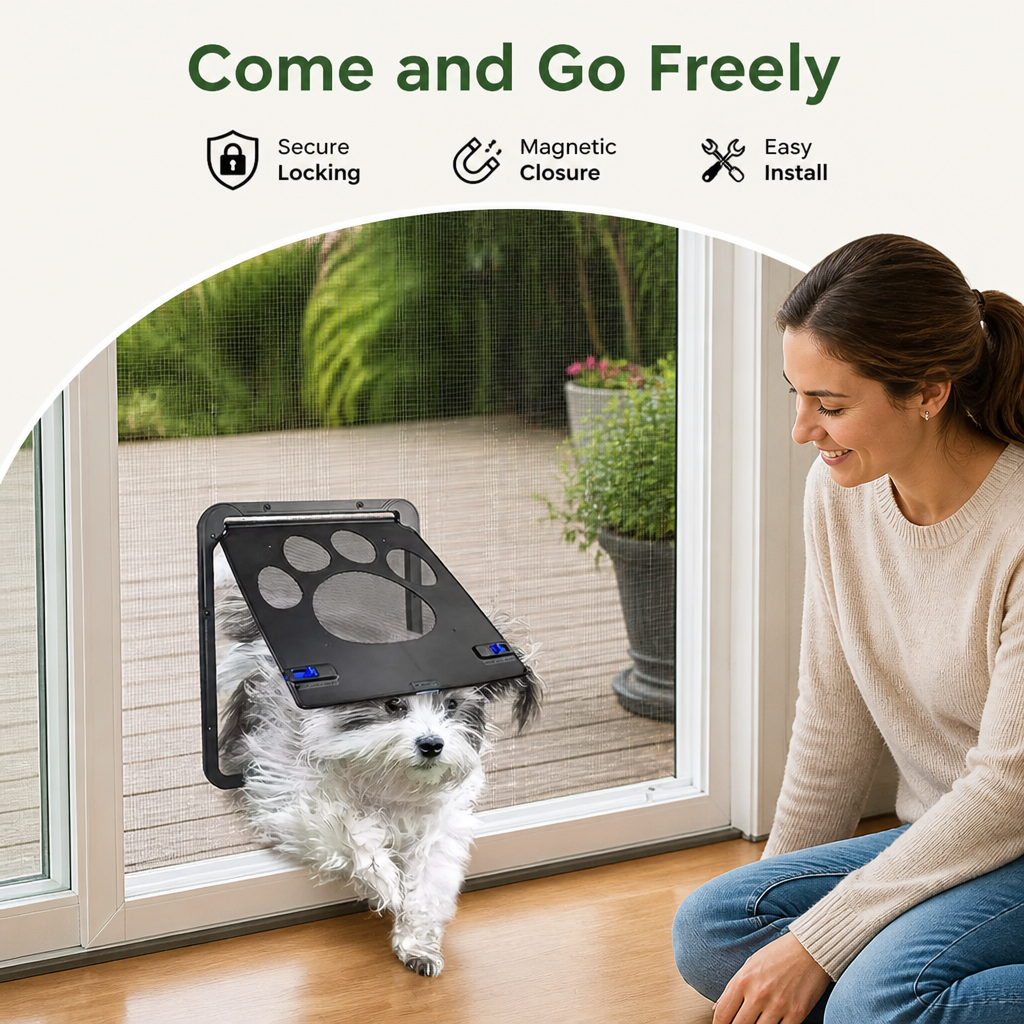 DogBedHouse Magnetic Self-Closing & Lockable Pet Screen Door