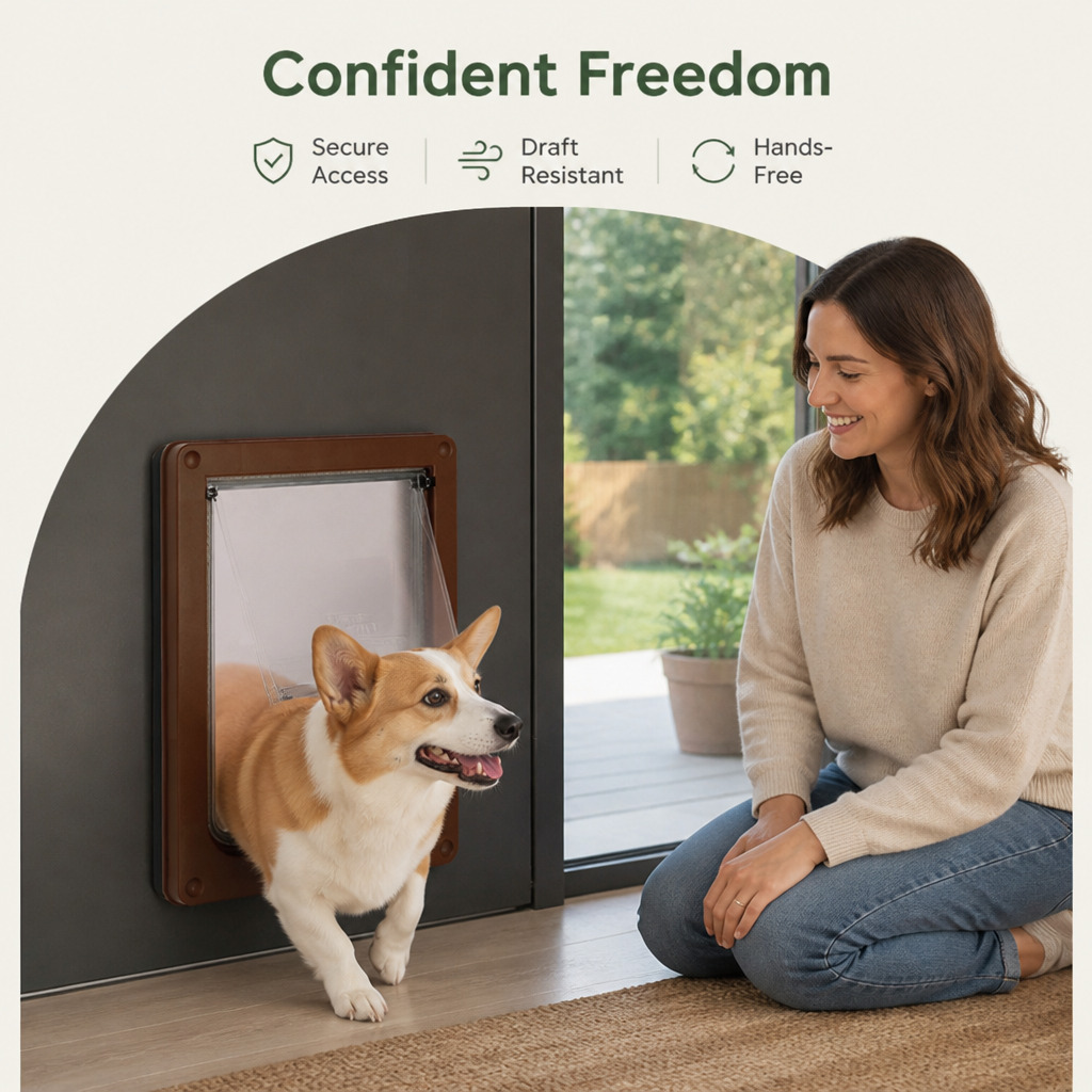 DogBedHouse Magnetic Self-Closing Pet Flap Door