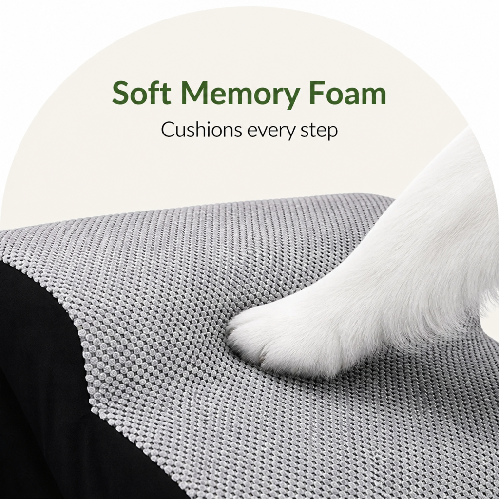 DogBedHouse Memory Foam & Non-Slip Pet Ramp (Washable Removable Cover)