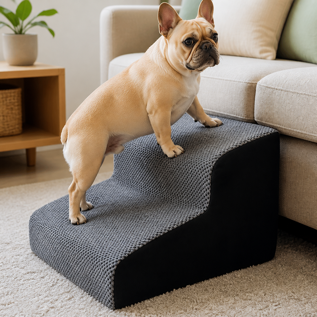 DogBedHouse Memory Foam & Non-Slip Pet Ramp (Washable Removable Cover)