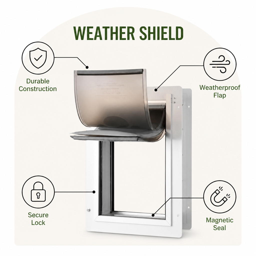 DogBedHouse Metal Frame Weatherproof & Lockable Pet Door