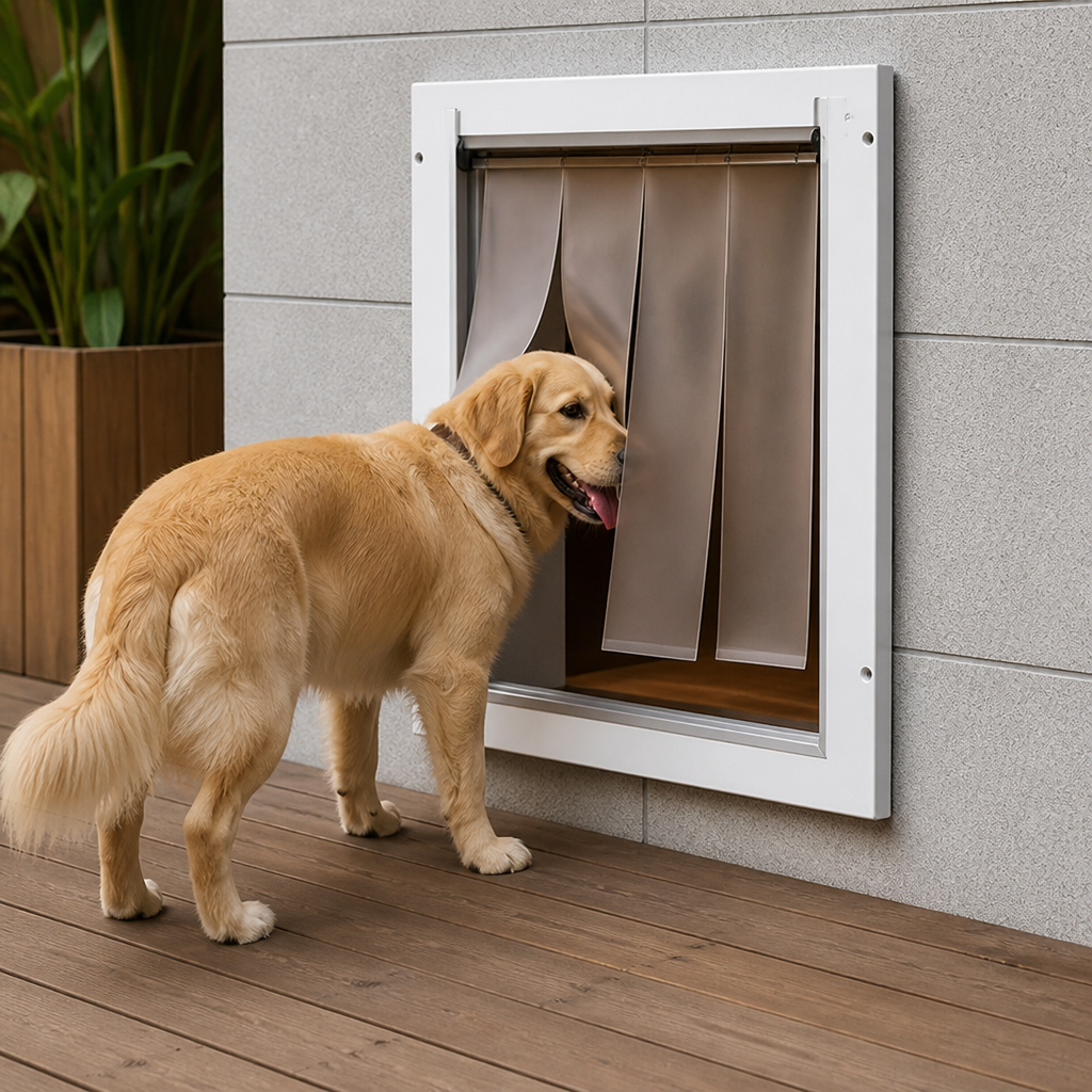DogBedHouse Metal Frame Weatherproof & Lockable Pet Door