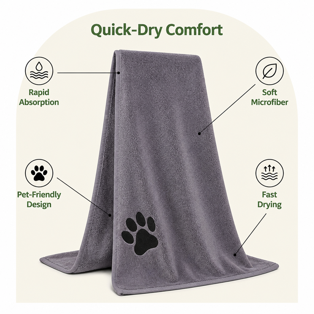 DogBedHouse Microfiber Quick-Dry Pet Towel