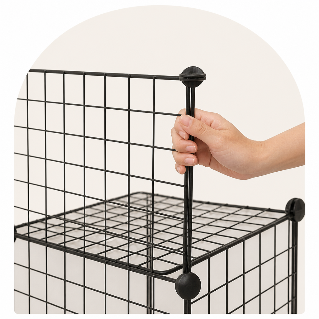 DogBedHouse Modular Interlocking Iron Mesh Cage Panels (Tool-Free)